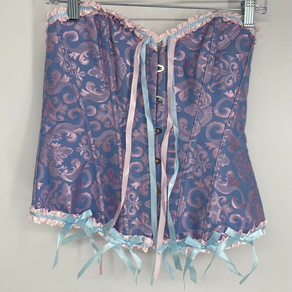 Corset Lace Up Women’s Large Boo Peep Fairy Whimsigoth Floral Ribbons Cos Play - Picture 1 of 6